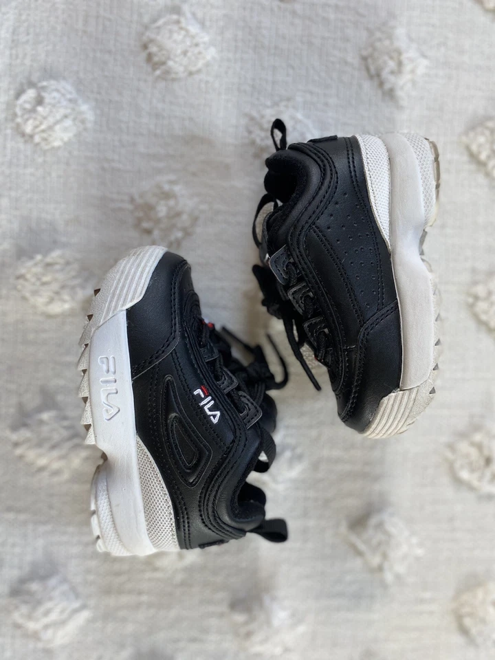 Fila Little Kids Disruptor 2 3D Embroider Black White Sneakers Size 6 - Image 3 of 4
