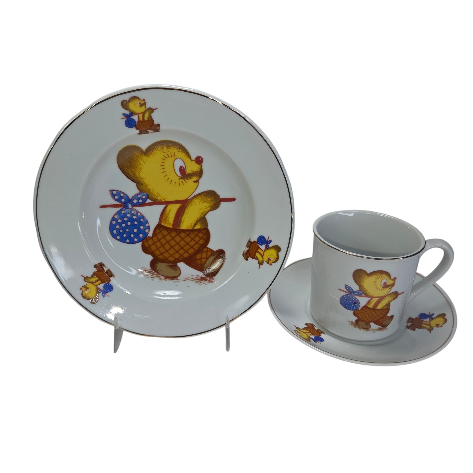 Leart Childrens Dinnerware Set Cup Saucer Bowl Cartoon Bear 