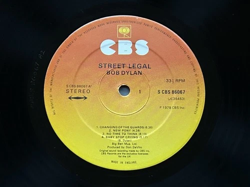 Bob Dylan Street Legal UK 1st Pressing Demonstration Vinyl LP Ex