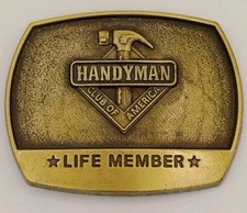 Vintage 1996 Handyman Club Of America Life Member Brass Belt Buckle