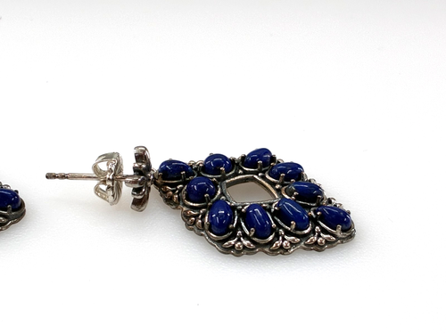 American West Carolyn Pollack Blue Lapis Sterling Silver Dangle Diamond Earrings - Bild 9 von 18