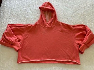 NWT Free People Movement Wandering Soul Crop Reversible Hoodie S Coral $108