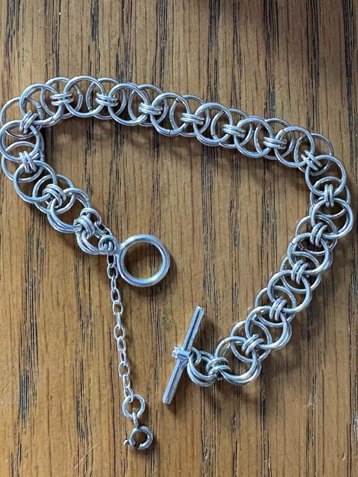 Sterling Silver multiple  Link Chain Bracelet Wit… - image 1