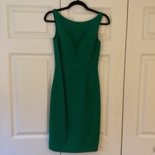 Sherri Hill Green Sheath Dress Boat Neck Sleeveless Knee Length Zip Polyester 6