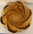 Vtg 1970s Fenton Art Glass Amber Gold Swirl Ashtray Textured 9" Bowl Heavy