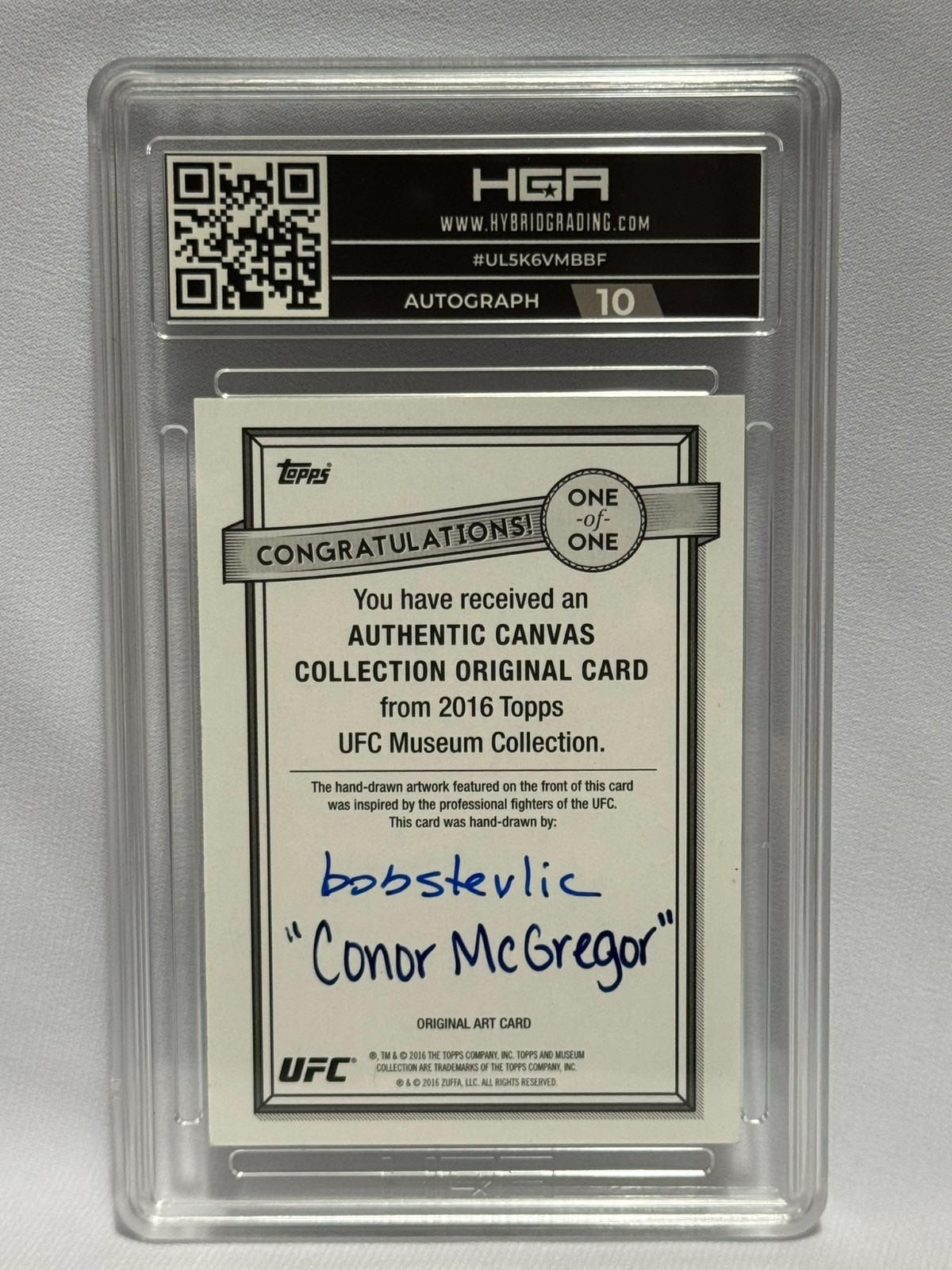 2016 Topps UFC Museum Conor McGregor Sketch Canvas 1/1 (bobstevlic) HGA 9.5 . view 2