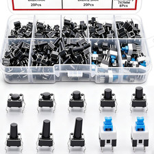 202Pcs Tactile Push Button Switch Assortment Kit, 6X6Mm 7X7Mm Momentary Tact S