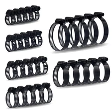 30pcs Black Hose Clamps 6-51mm1/4"-2" Adjustable Range 304 Stainless
