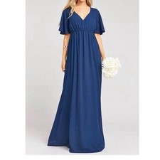SHOW ME YOUR MUMU Emily Empire Maxi Dress Rich Navy Crisp SIZE SMALL NEW