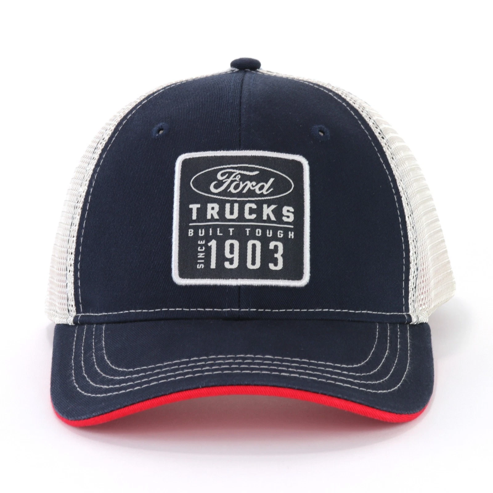 Ford Trucks Patch Blue w/ Ivory Mesh Snapback Trucker Baseball Hat Ball Cap