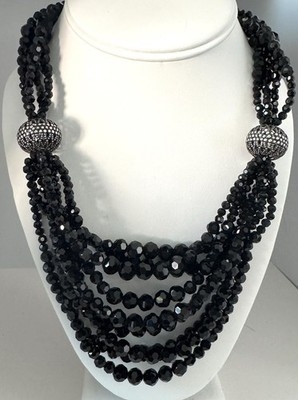 Camrose & Kross JBK Jackie Kennedy Black Bead Multi Strand Necklace