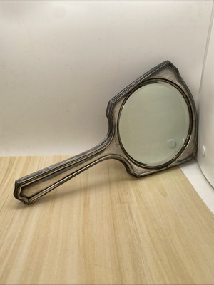Silver Plated Handheld Vanity Mirror Monogrammed C Ornate Antique