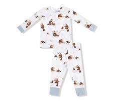 NIB Angel Dear 5-6Y Long Sleeve Long Pants Pajama Set Baby Beavers Bamboo
