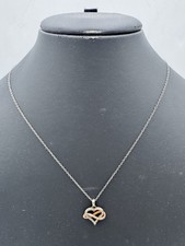 Amour Sterling Silver Diamond Heart Infinity Necklace 2.57g 18” Chain Italy