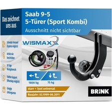 ANHÄNGERKUPPLUNG für Saab 9-5 99-11 starr BRINK +7polig E-Satz ABE