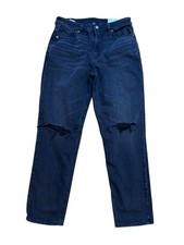 American Eagle Mom Jean Strigid Black Distressed 6 Short NWT
