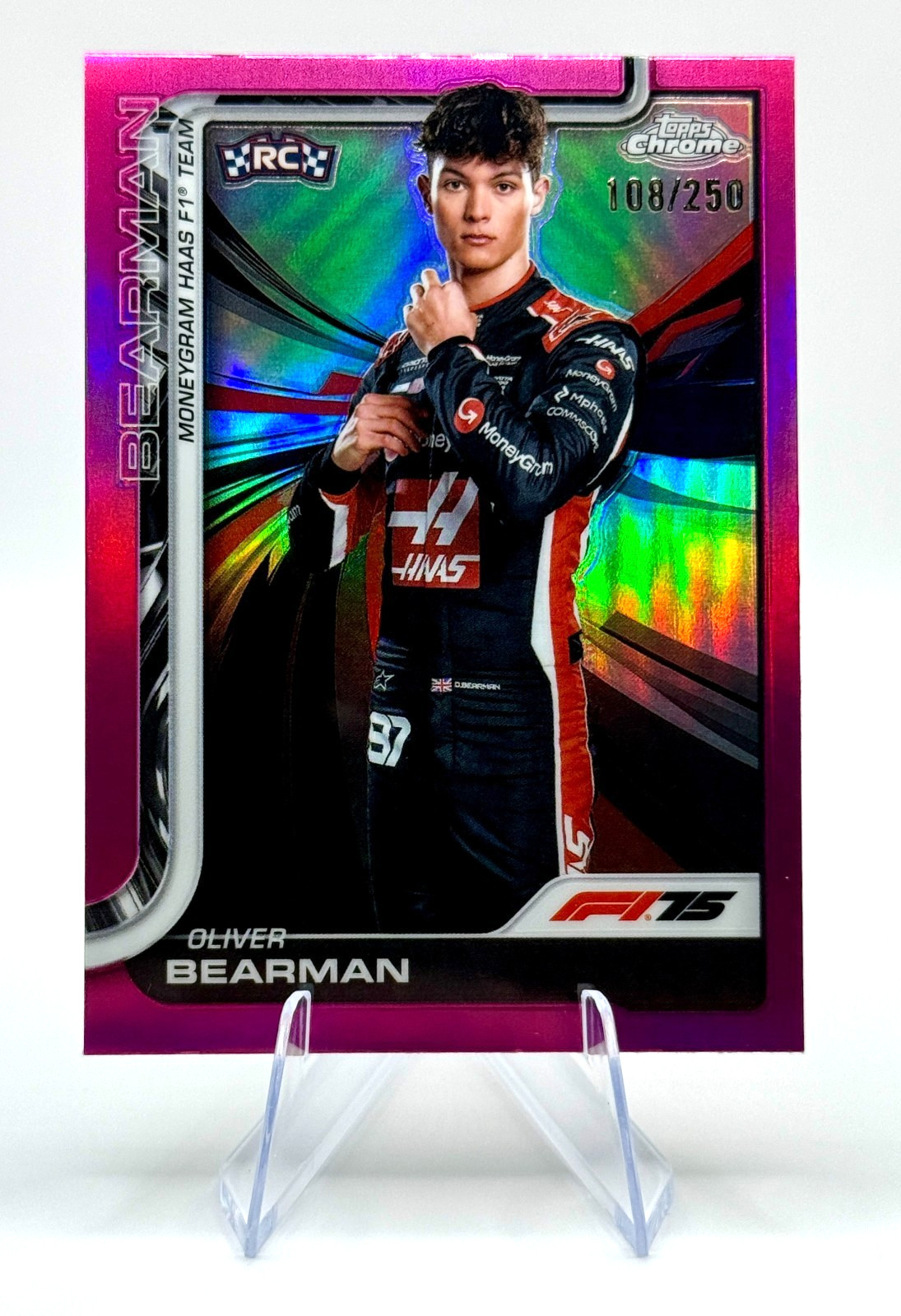 2025 Topps Chrome Formula 1 F1 Oliver Bearman #14 Pink /250
