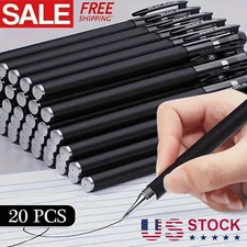 20PCS Ball Point Pens BLACK Gel Ink Pen Smooth Writing - 0.5mm Nib - Best Price