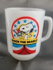 Vintage 1980 Anchor Hocking SNOOPY "Back the Beagle" Patriotic MUG Cup Fire King