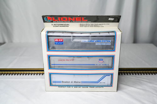 Paquete de 3 contenedores intermodales Lionel | líneas familiares, arriba, B&M | calibre O | 6-12784 | Condition: New: Other (See Details)
