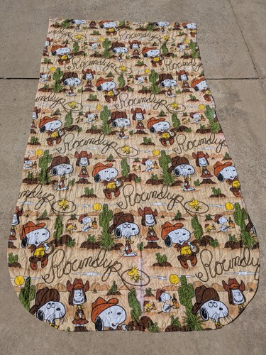 Vintage Sears PEANUTS Snoopy Spike Cowboy Western Howdy Cactus Bed Cover Quilt
