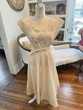 Antique Wedding Dress Vintage Antique Lace With Belt Rhinestones As Is Stains