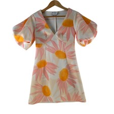 ASOS DESIGN Dress Womens 10 Multicolour V Neck Puff Sleeve Floral Mini 135882
