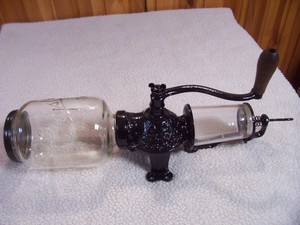 Arcade Crystal # 3 Wall Mount Coffee Grinder-Catch cup not original.- VG Cond