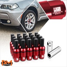 J2 Red 20 Pcs M14 X 1.5 Removable Cap Closed End Conical Seat Wheel Lug Bolts