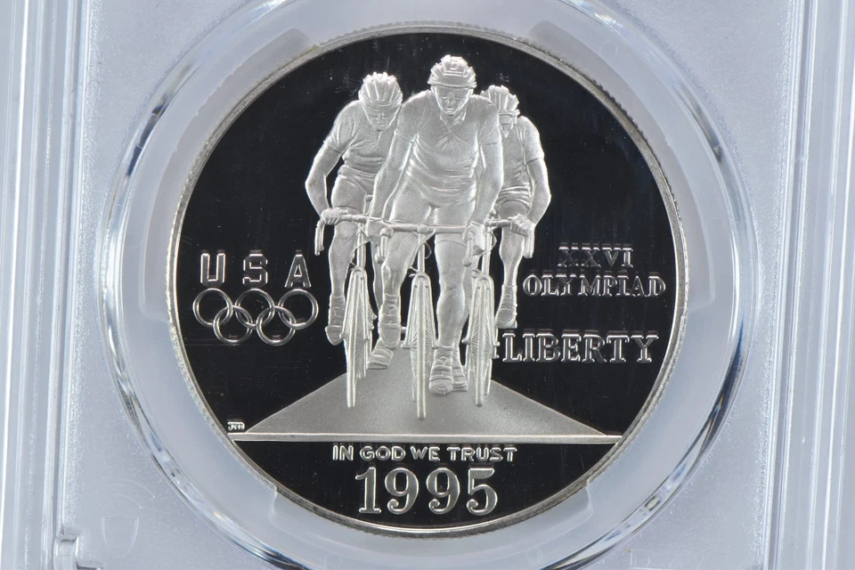 1995-P Olympic Cycling Commemorative Dollar PR69 DCAM PCGS Blue Label *2559 - Image 3 of 4