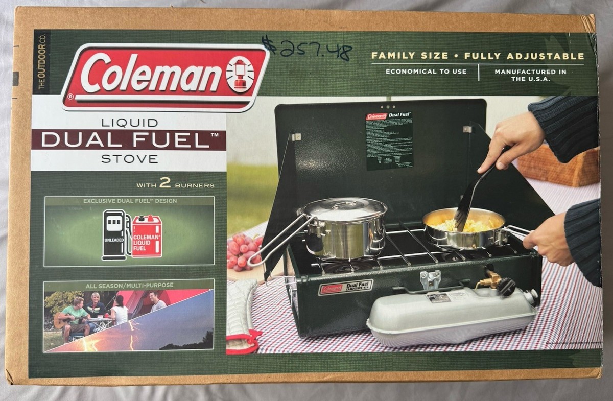 Coleman 424-700 Dual Fuel Gasoline Two Burner Camp Stove | eBay