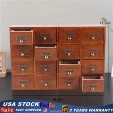 Desk Drawer Organizer Wooden Storage Box Rustic Small Parts Tool Box Cabinet NEW