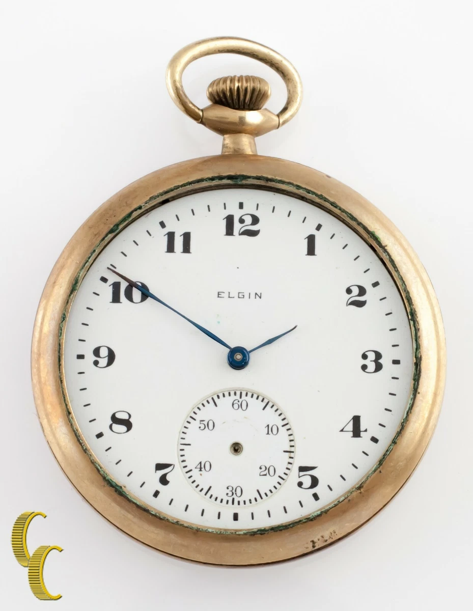 Elgin Antique Open Face Gold Filled Pocket Watch Gr 303 Size 12 7