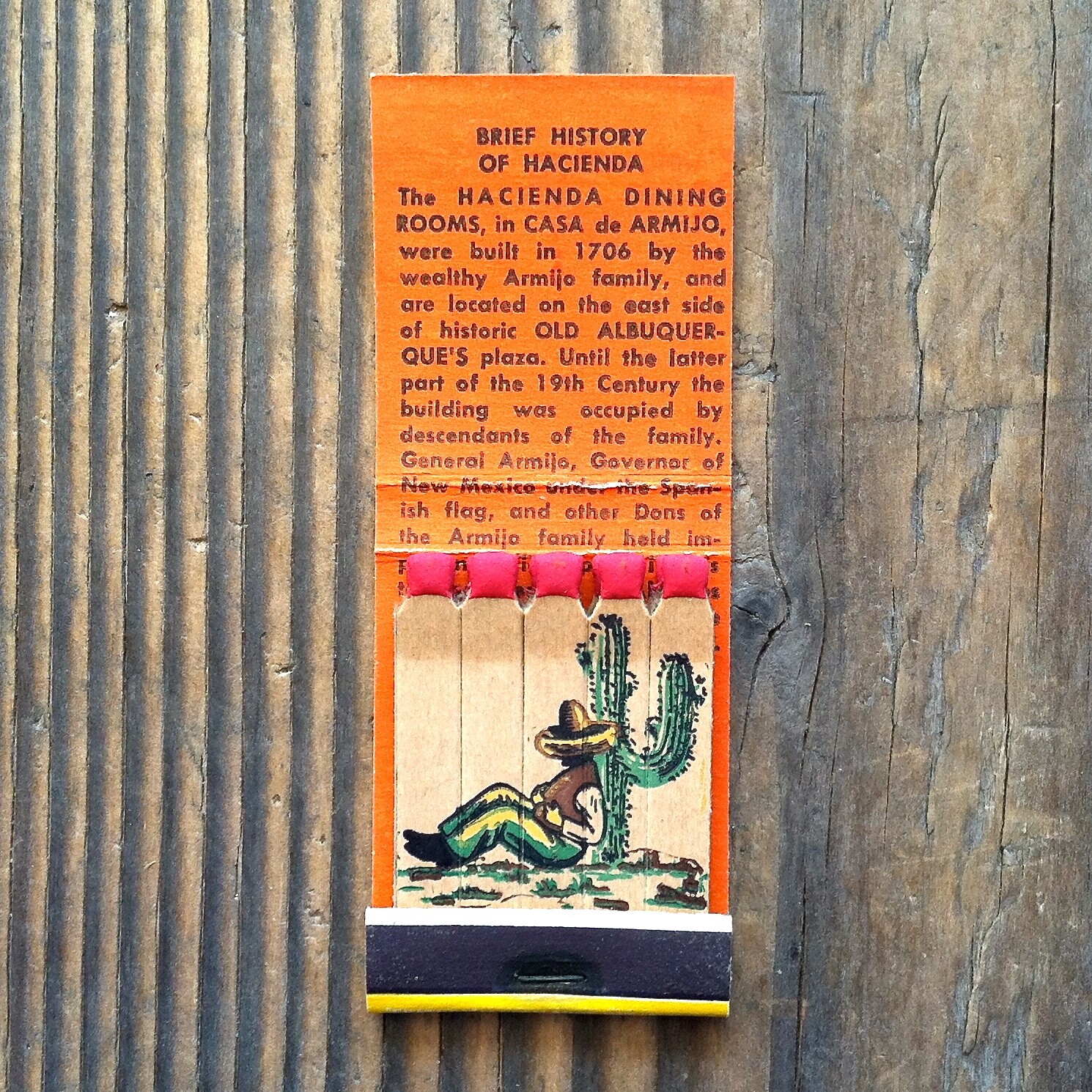2 Vintage 1940 FEATURE Full Matchbook HACIENDA Mexican Restaurant Albuquerque NM