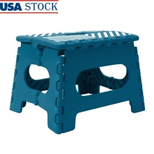 Plastic 9" Stripe Top Folding 1 Step Single Step Stool Easy Carry Handle 