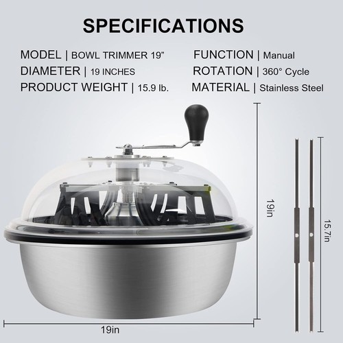 Effiziente 19" Edelstahl Trimmer Schüssel mit Sicherheitsfunktionen für Blumenpflege - Bild 8 von 8