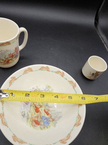 VTG. Royal Doulton Bunnykins 3-Piece Set Bowl, Egg Cup, Drinking Cup England - Picture 8 of 8