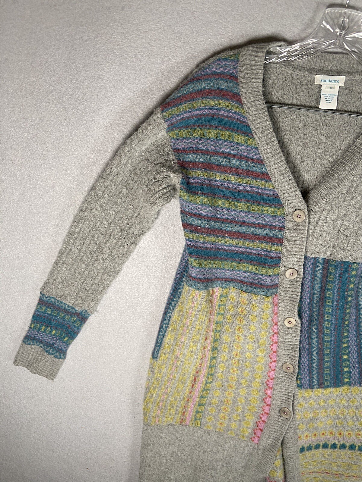 Sundance lambswool patchwork duster cardigan swea… - image 3