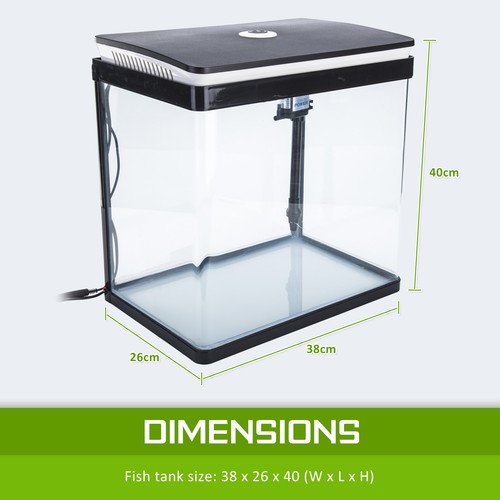 pawever pets curved glass led aquarium fish tank 30l