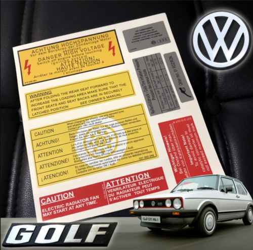Décalque Set Stickers Pour Volkswagen VW Golf 1 MK1 Tout Modèles Best Qualité - Afbeelding 1 van 1