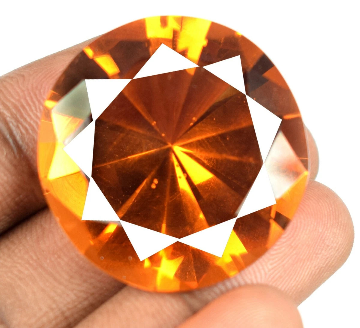 Ebay Jaun tre Orange Citrine 70 CT Diamant Rond Coupe Gemme Certifi AD709