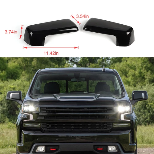 For 2019-2024 Chevy Silverado 1500 Gloss Black Replacement Mirror Cap Cover PAIR