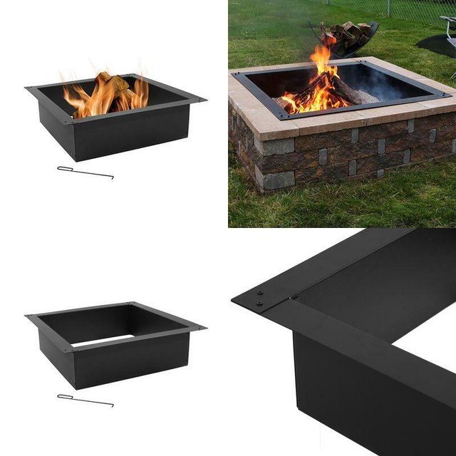 Sunnydaze Square Fire Pit Ring Large Diy Insert Outdoor
