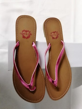 Tulissa - Metallic Pink Flip Flops with Toe Post and low heel, Size UK 4, EU 37.