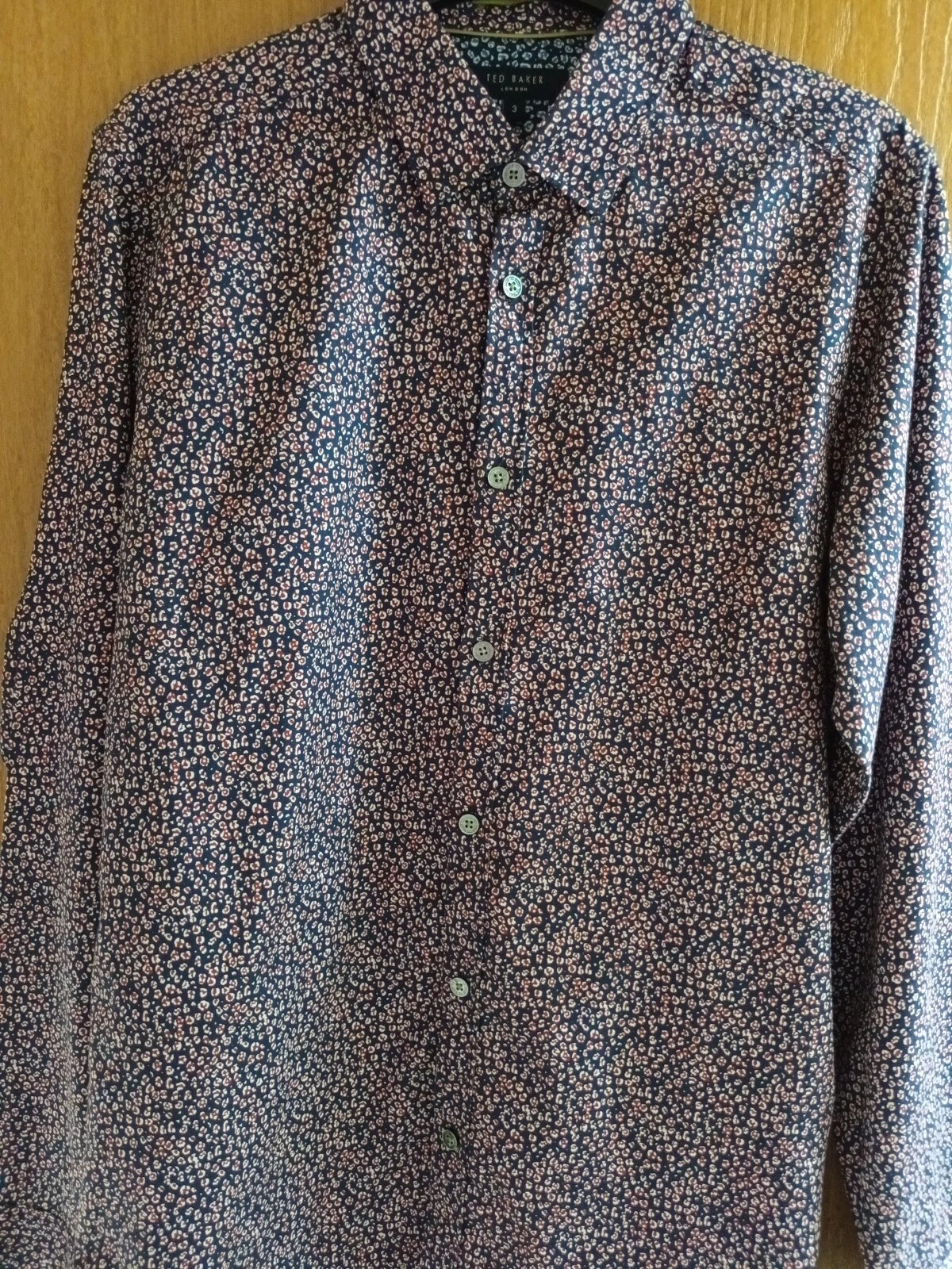 Ted Baker mens Floral Print Long sleeved Shirt Size 3 cotton vgc pre owned