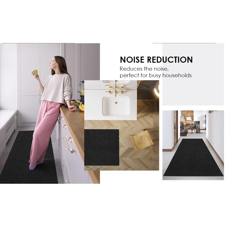 Area Rugs for Living Room or Bedroom, Black Carpet Runner Rug Indoor Mat - Image 3 of 4