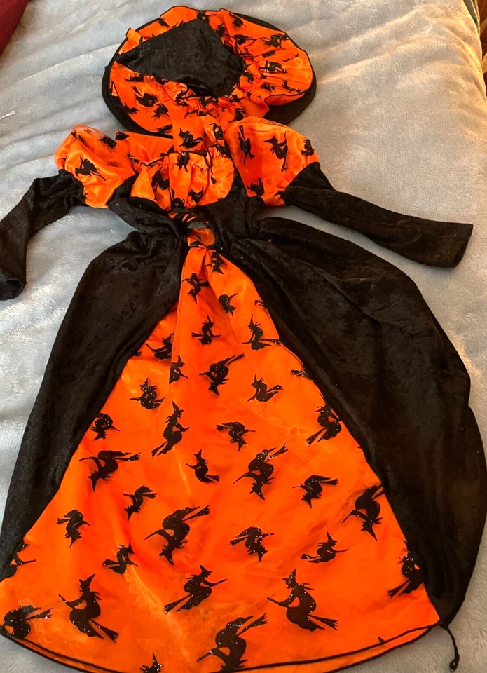 Princess Paradise Witch's Black & Orange Dress & Hat Size Small 6 - Image 2 of 4