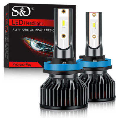 2X H11 H9 H8 LED Headlight Kit 50W 20000LM CSP Beam Bulbs White High Power 6500K