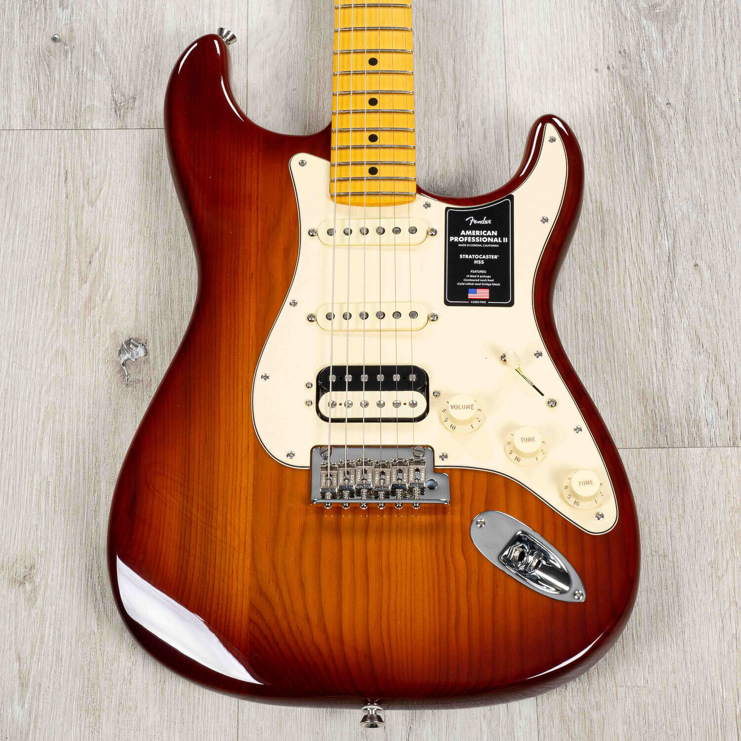 Fender American Professional II Stratocaster HSS Guitar, Maple, Sienna Sunburst