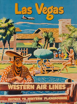 Las Vegas Nevada Cowboy United States America Travel Advertisement Poster 